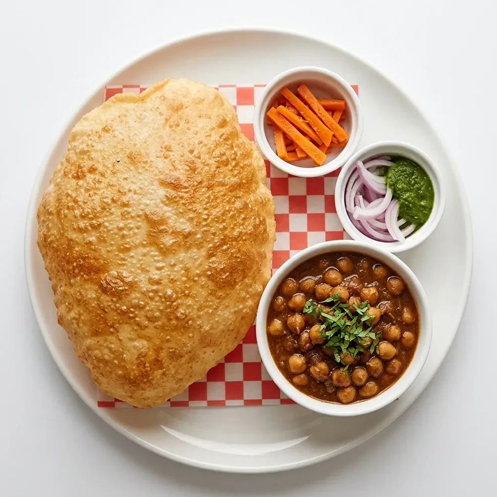 Chole Bhature at Cafe Junoon, a pure vegetarian Indian cafe in Cornerstone, NE Calgary